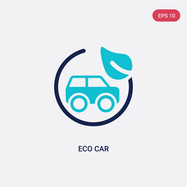 Deux couleur éco voiture vecteur icône de l'écologie concept. blu isolé — Image vectorielle