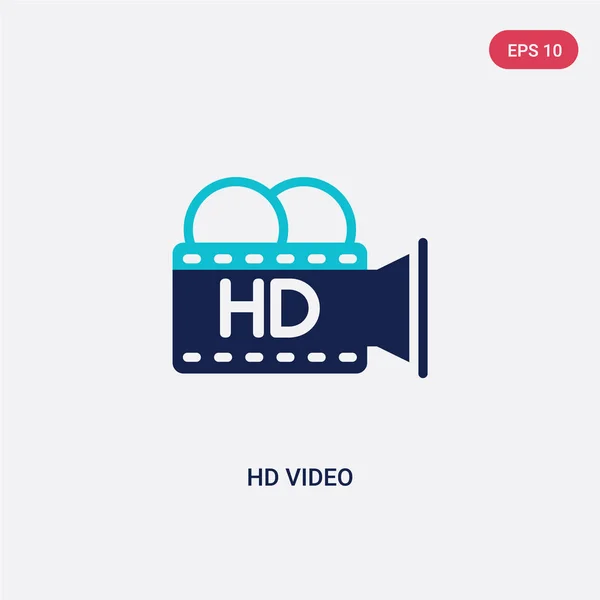 Sinema kavramından iki renkli hd video vektör simgesi. izole blu — Stok Vektör