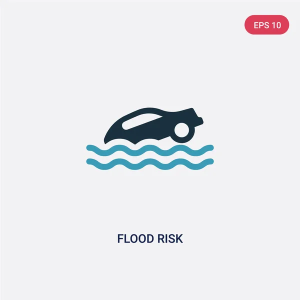 Two color flood risk vector icon from insurance concept. isolate — Stock Vector