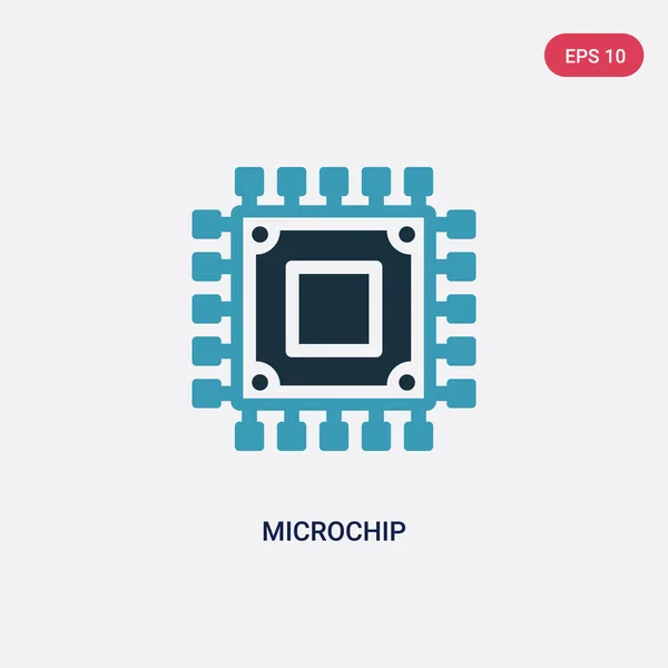 Dua warna ikon vektor microchip dari konsep pemrograman. isolasi - Stok Vektor