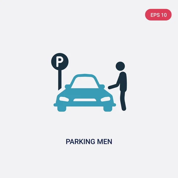 Dos hombres de estacionamiento de color icono de vectores de concepto de transporte. isolat — Vector de stock
