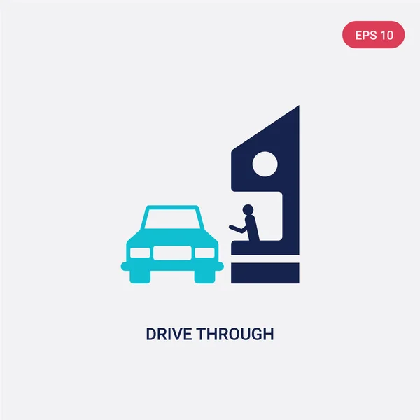 two color drive through vector icon from food concept. isolated