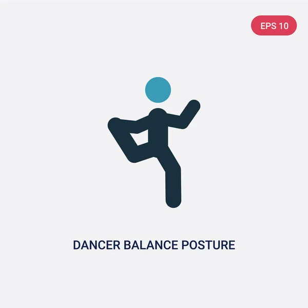 Dos bailarina de color equilibrio postura en una pierna vector icono de spo — Vector de stock