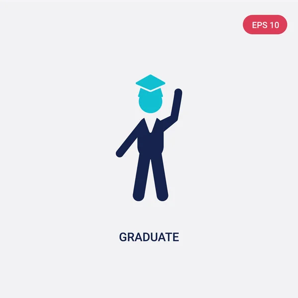 Deux couleur diplômé vecteur icône de l'éducation 2 concept. isolat — Image vectorielle