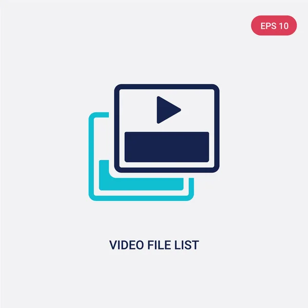 Dwa kolorowe wideo lista plików wektorowych ikona z elektronicznego wypełnienia rzeczy — Wektor stockowy