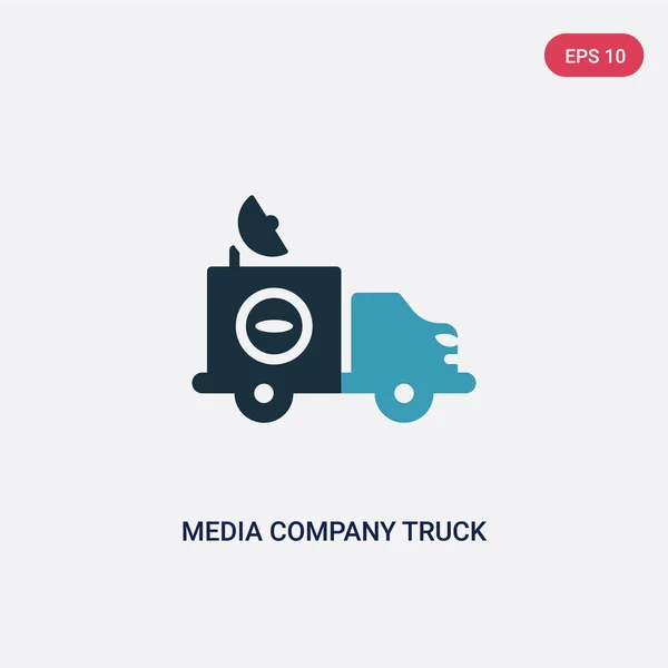 two color media company truck with satellite vector icon from tr