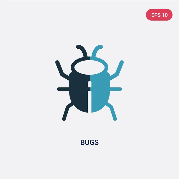 Zwei farbige Bugs Vektor-Symbol aus Technologie-Konzept. isoliert blu — Stockvektor