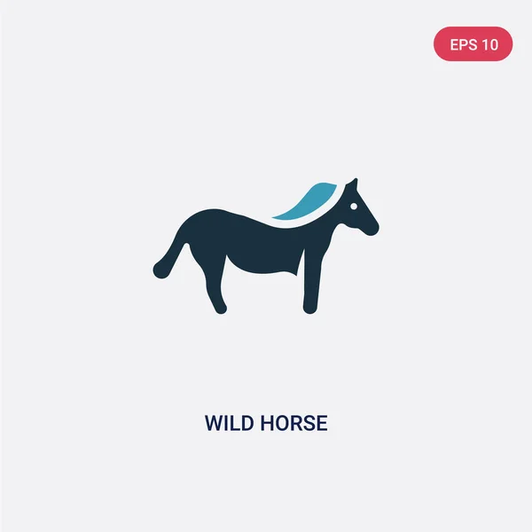 Dvě barevné ikony na divokém koni z konceptu zvířat. Izolované — Stockový vektor
