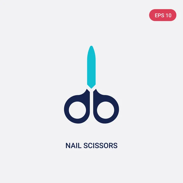 Two color nail scissors vector icon from hygiene concept. isolat — Stock Vector