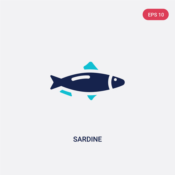 two color sardine vector icon from camping concept. isolated blu