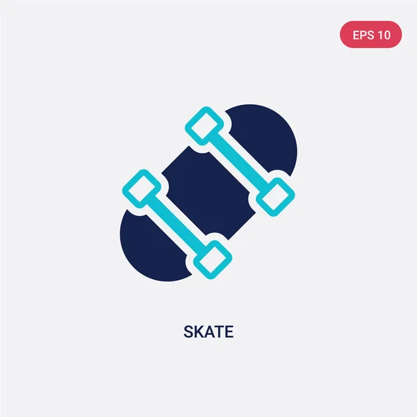 フリータイムコンセプトから2色スケートベクトルアイコン。孤立したブルー — ストックベクタ