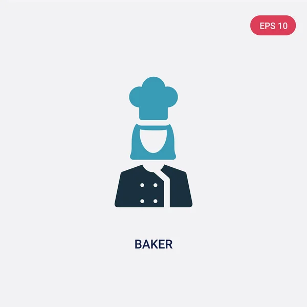 Dos icono de vector de panadero de color del concepto de usuario. bak azul aislado — Archivo Imágenes Vectoriales