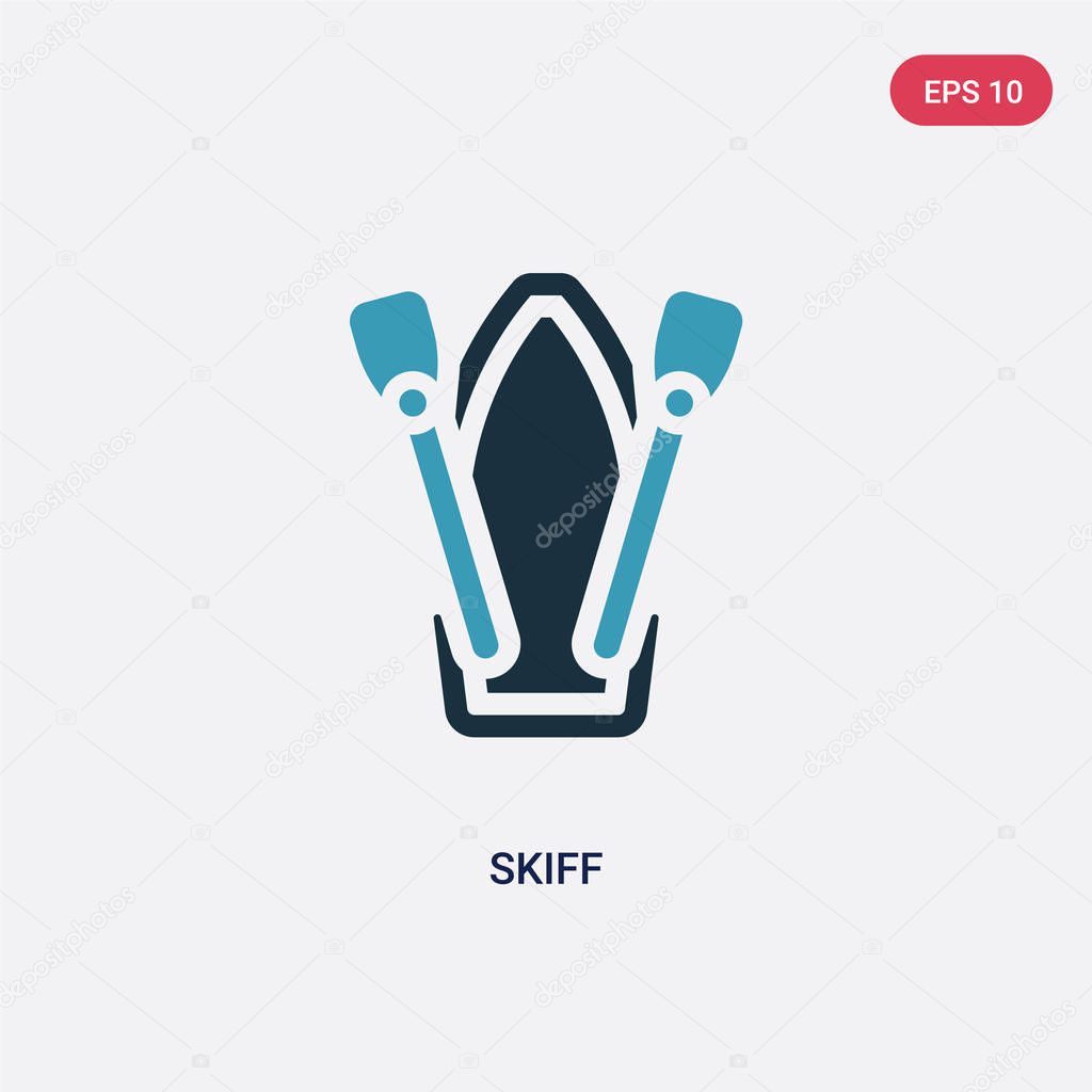 two color skiff vector icon from nautical concept. isolated blue