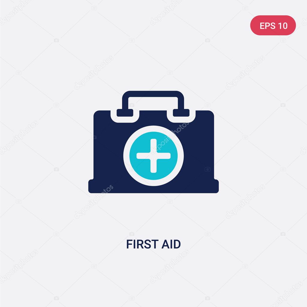two color first aid vector icon from army concept. isolated blue