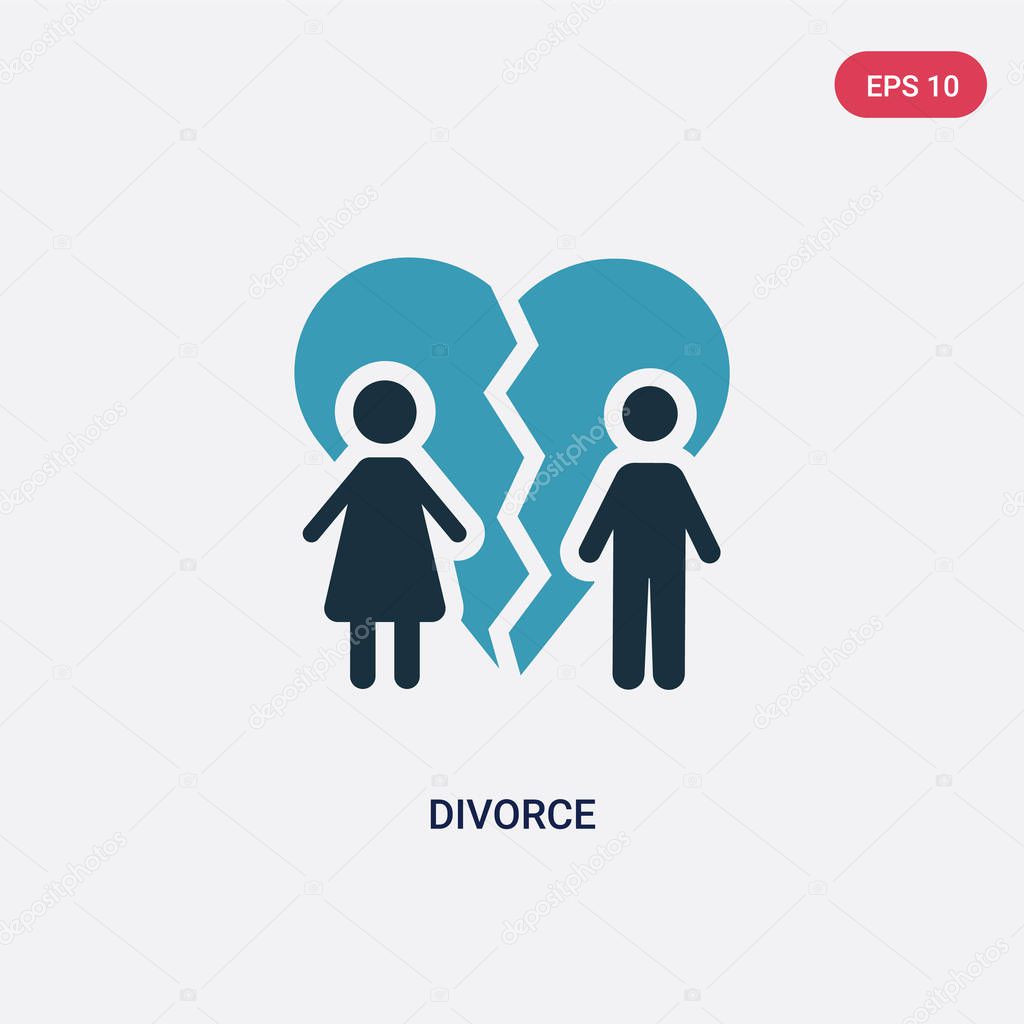 Two color divorce vector icon from law and justice concept. isolated blue divorce vector sign symbol can be use for web, mobile and logo. eps 10