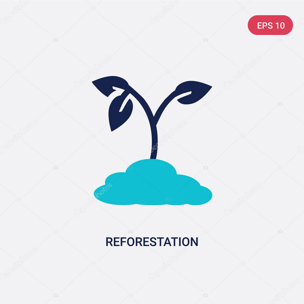 two color reforestation vector icon from charity concept. isolat