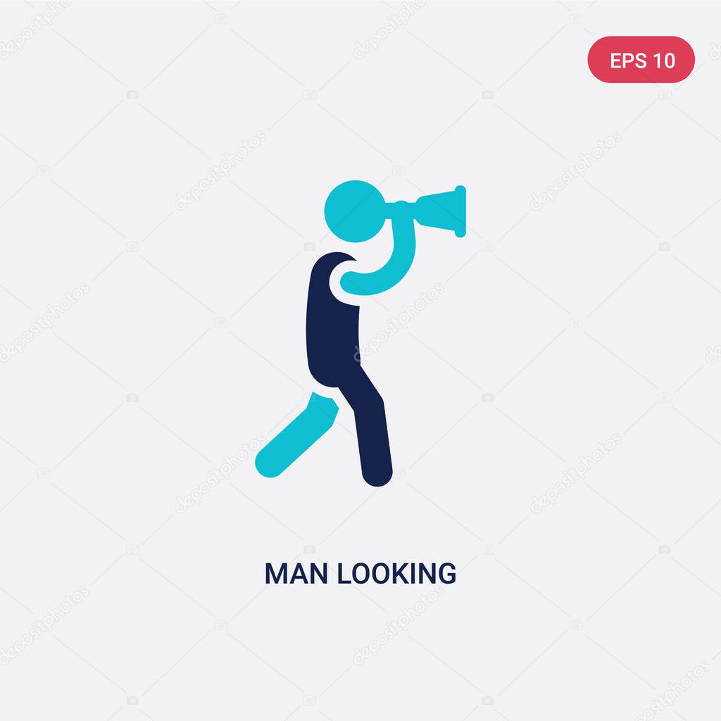Two color man looking vector icon from business concept. isolated blue man looking vector sign symbol can be use for web, mobile and logo. eps 10