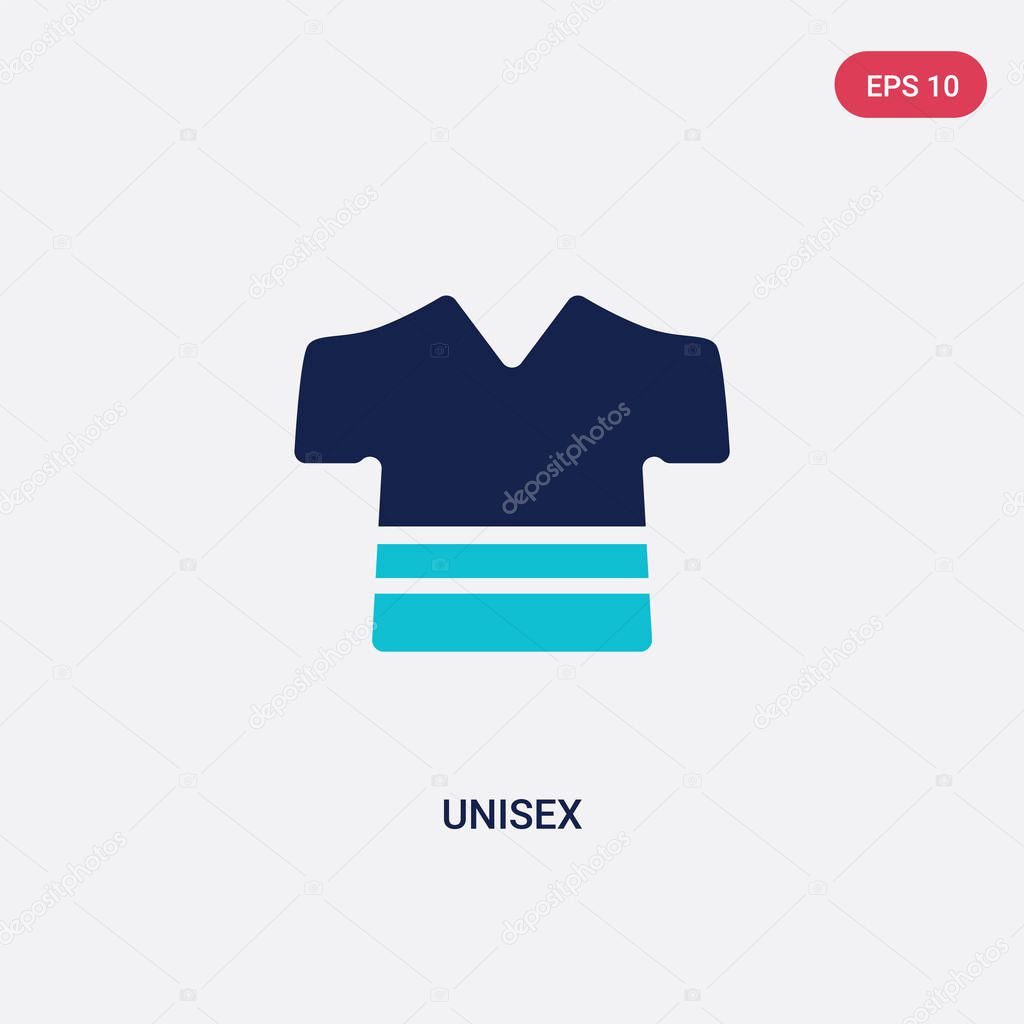 two color unisex vector icon from fashion concept. isolated blue