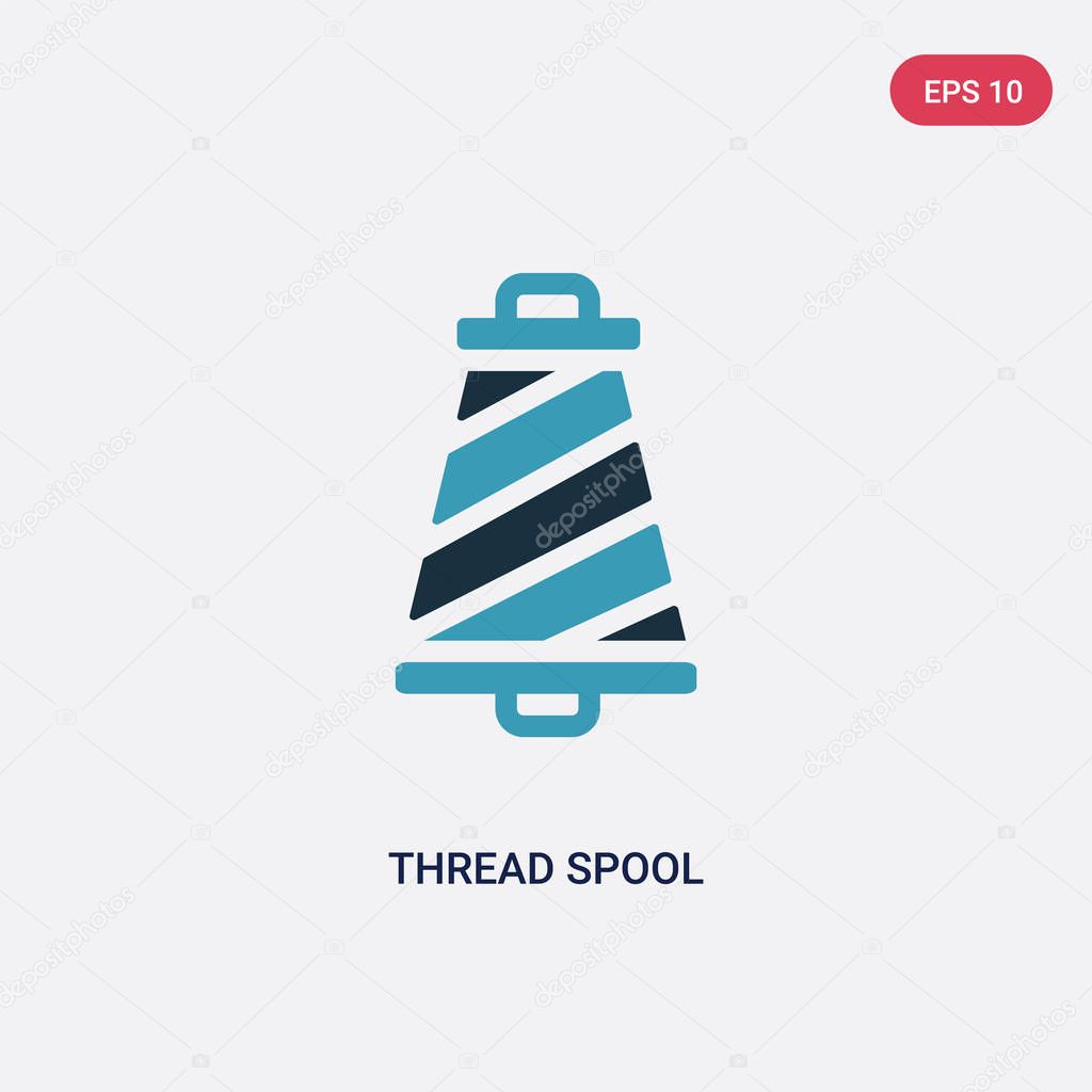 Two color thread spool vector icon from woman clothing concept. isolated blue thread spool vector sign symbol can be use for web, mobile and logo. eps 10