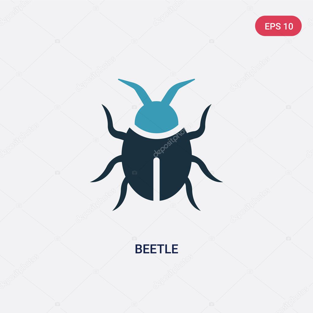 two color beetle vector icon from animals concept. isolated blue