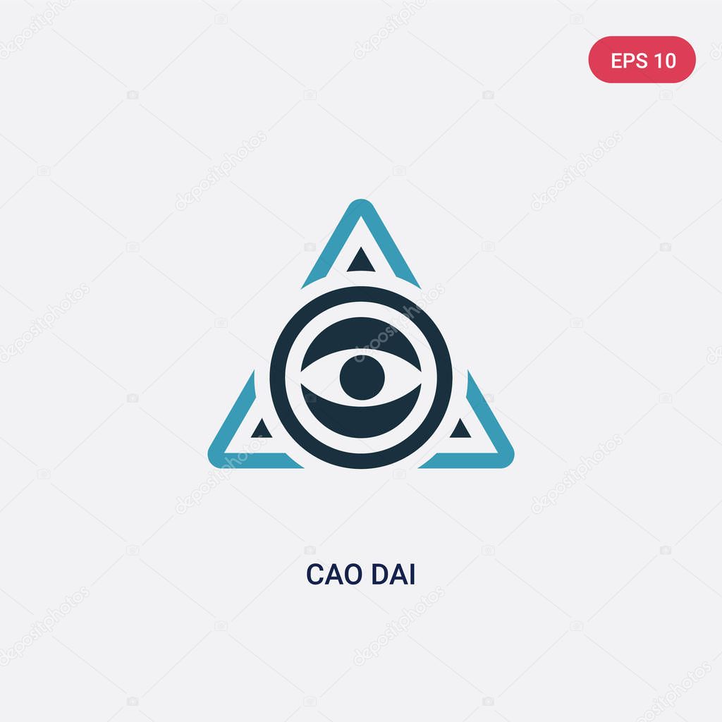 two color cao dai vector icon from religion concept. isolated bl