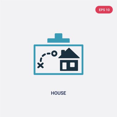 strateji kavramından iki renkli ev vektör simgesi. izole mavi