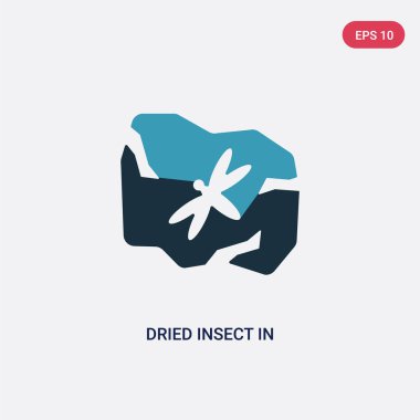 taş devri kiyetinden kehribar vektör simgesinde iki renkli kurutulmuş böcek