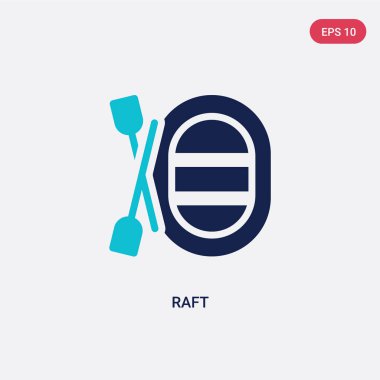 kamp konseptinden iki renkli sal vektör simgesi. izole mavi r