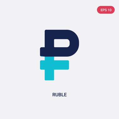 kültür kavramından iki renkli ruble vektör simgesi. izole mavi 