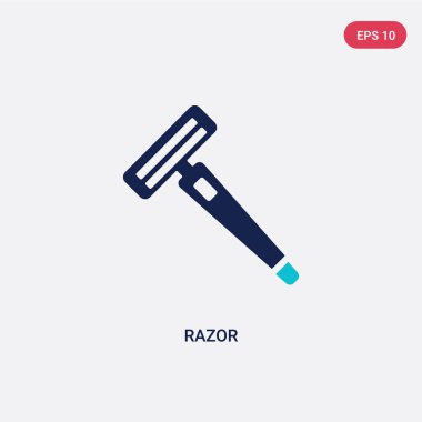 güzellik kavramından iki renkli jilet vektör simgesi. izole mavi r