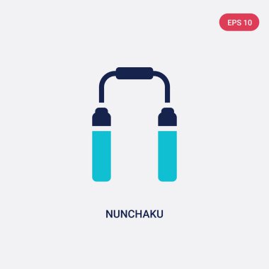asya kavramından iki renk nunchaku vektör simgesi. izole mavi