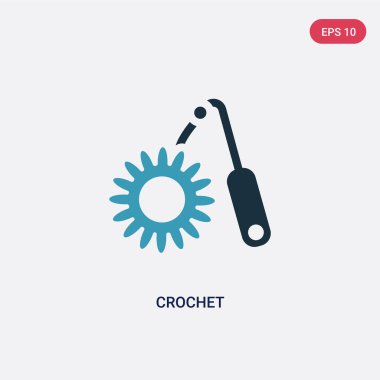 dikiş kavramından iki renkli tığ vektör simgesi. izole mavi cr