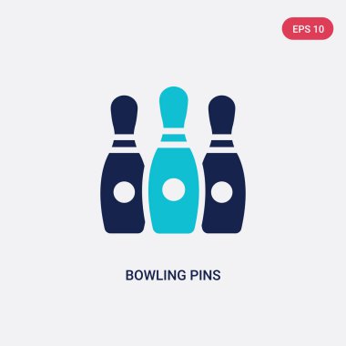 eğlence ve arcade iki renkli bowling pins vektör simgesi