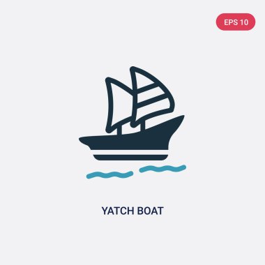 yaz konseptinden iki renkli yatch tekne vektör simgesi. izole b