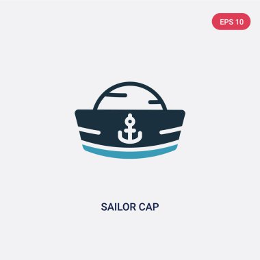 deniz kavramından iki renkli denizci kap vektör simgesi. Izole