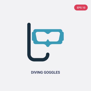 seyahat kavramından iki renk dalış gözlük vektör simgesi. isolat