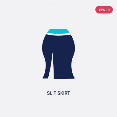 giysi kavramından iki renkli yırtmaçlı etek vektör simgesi. Izole 