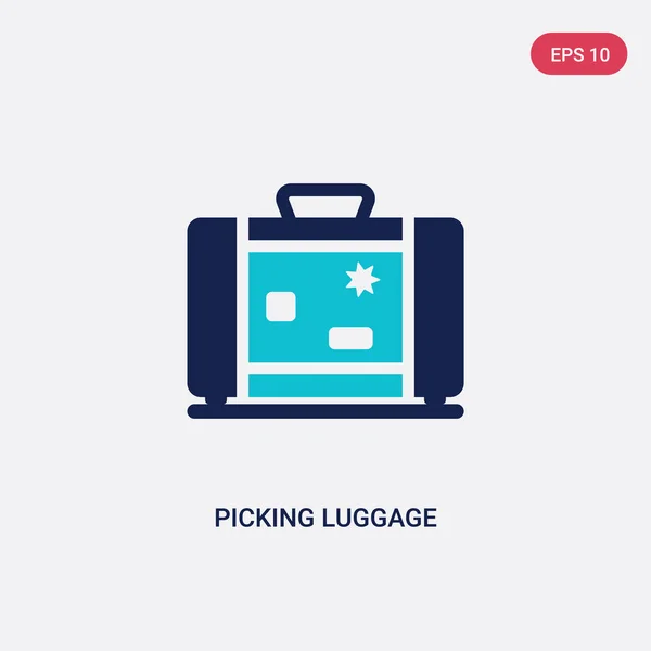 Icono de vectores de equipaje de recogida de dos colores desde la terminal del aeropuerto conc — Vector de stock
