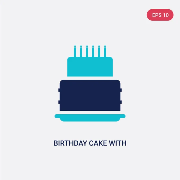 Pastel de cumpleaños de dos colores con velas icono de vector de cono de comida — Vector de stock