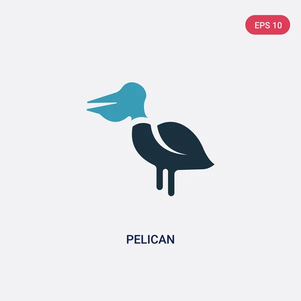 Icône vectorielle pélican deux couleurs du concept des animaux. blu isolé — Image vectorielle