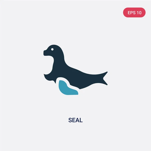 Two color seal vector icon from animals concept. isolated blue s — Stock Vector