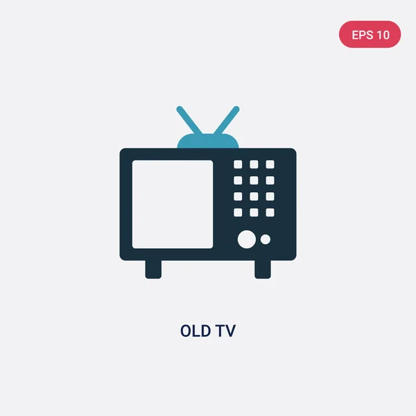 Twee kleur oude TV vector icoon van technologie concept. geïsoleerde b — Stockvector