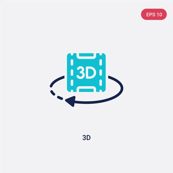 Zweifarbiges 3D-Vektor-Symbol aus dem Kinokonzept. isoliert blau 3d v — Stockvektor