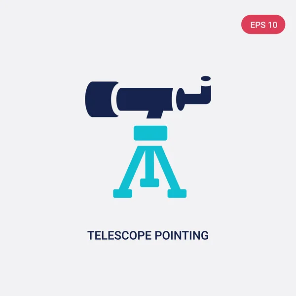 Dos telescopio de color apuntando hacia arriba icono de vector de cono de astronomía — Vector de stock