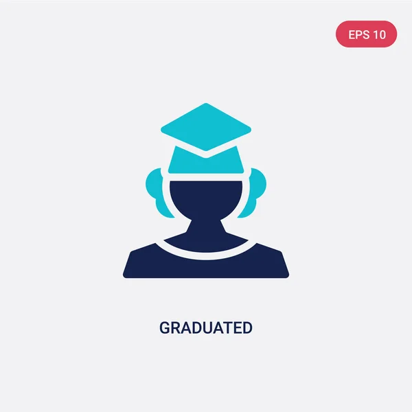 Deux couleur graduée icône vectorielle de l'obtention du diplôme et l'éducation co — Image vectorielle