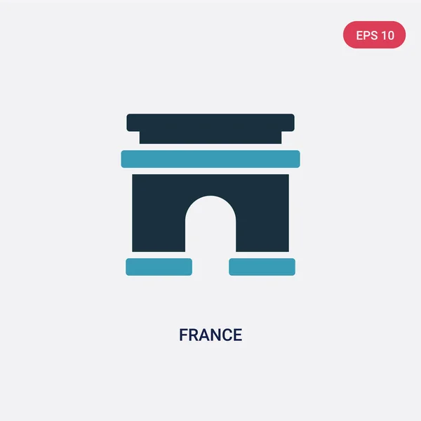 从旅行概念的两个颜色法国矢量图标。隔离蓝色 — 图库矢量图片