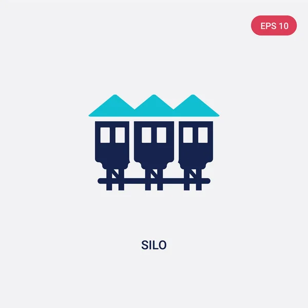 Icono vectorial de silo de dos colores del concepto agrícola. azul aislado s — Vector de stock