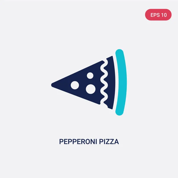 Dwa kolor Pizza Pepperoni kawałek wektor ikona z Bistro i odpoczynku — Wektor stockowy