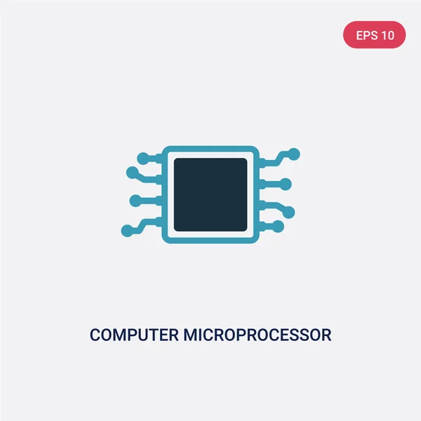 Dua warna komputer microprosesor vektor ikon dari teknologi co - Stok Vektor