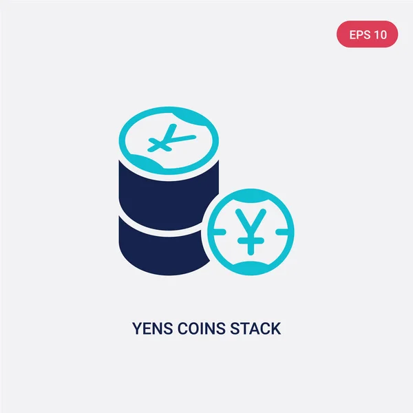 Dos yenes de color monedas apilan icono de vector de concepto de comercio. es — Vector de stock